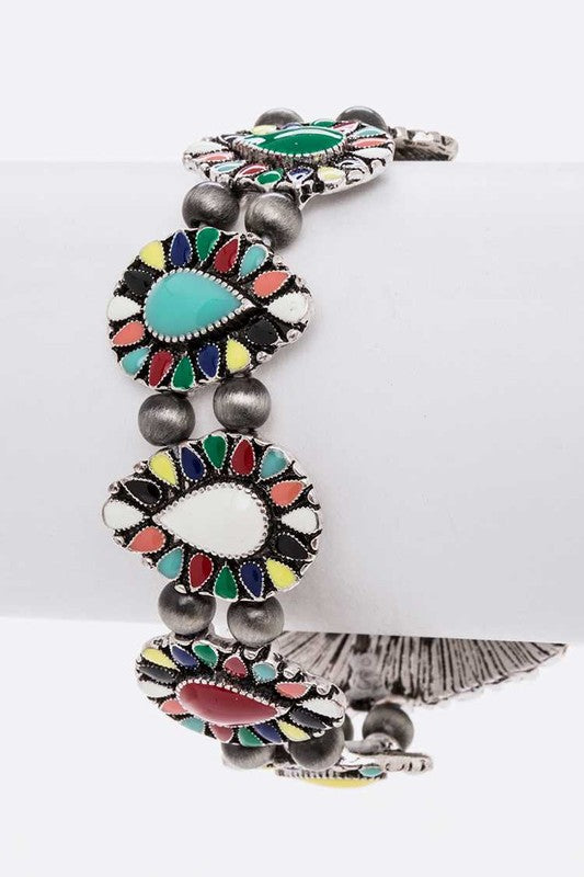 Iconic Stone Enamel Western Stretch Bracelet