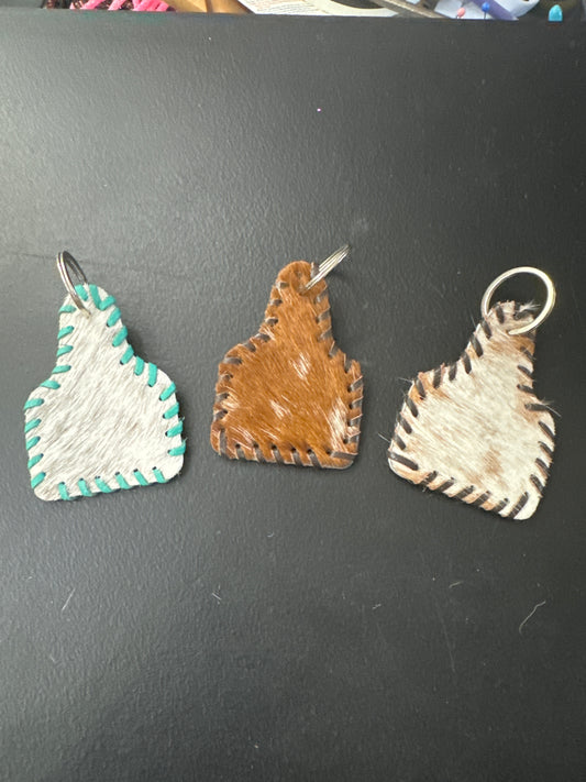 Cattle Tag Cowhide Keychains