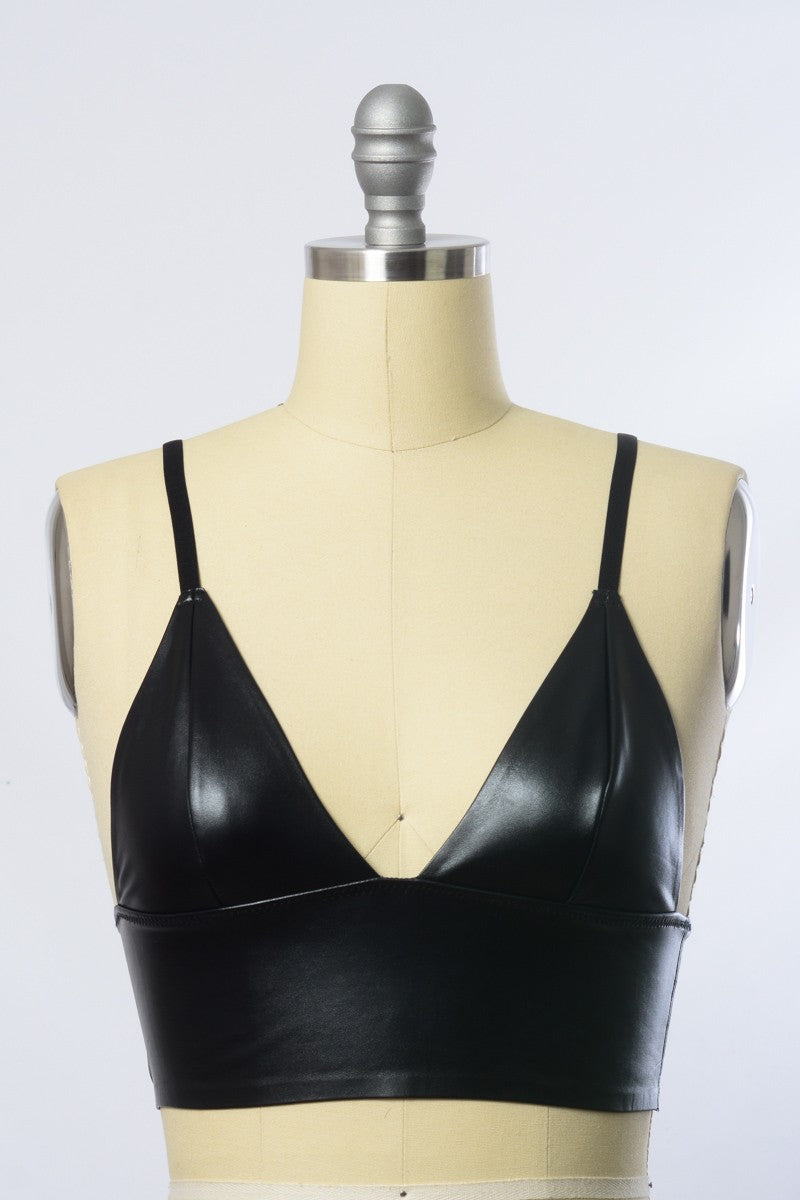 Faux Leather Bralette