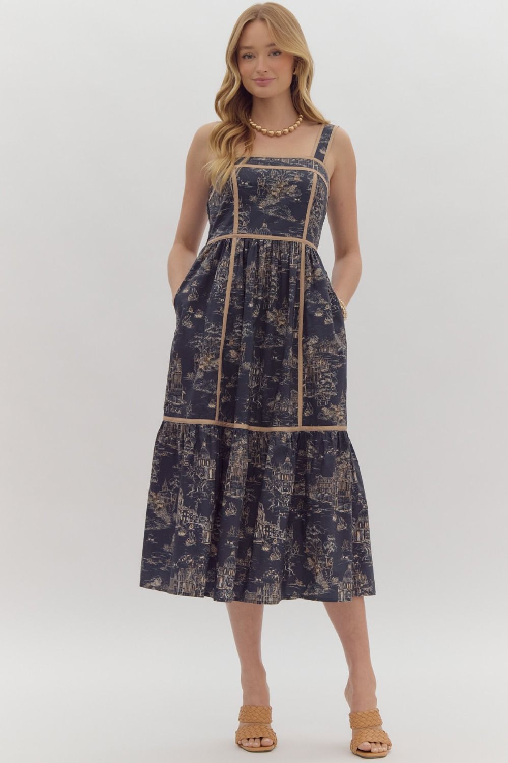 Western Toile Midi Dress