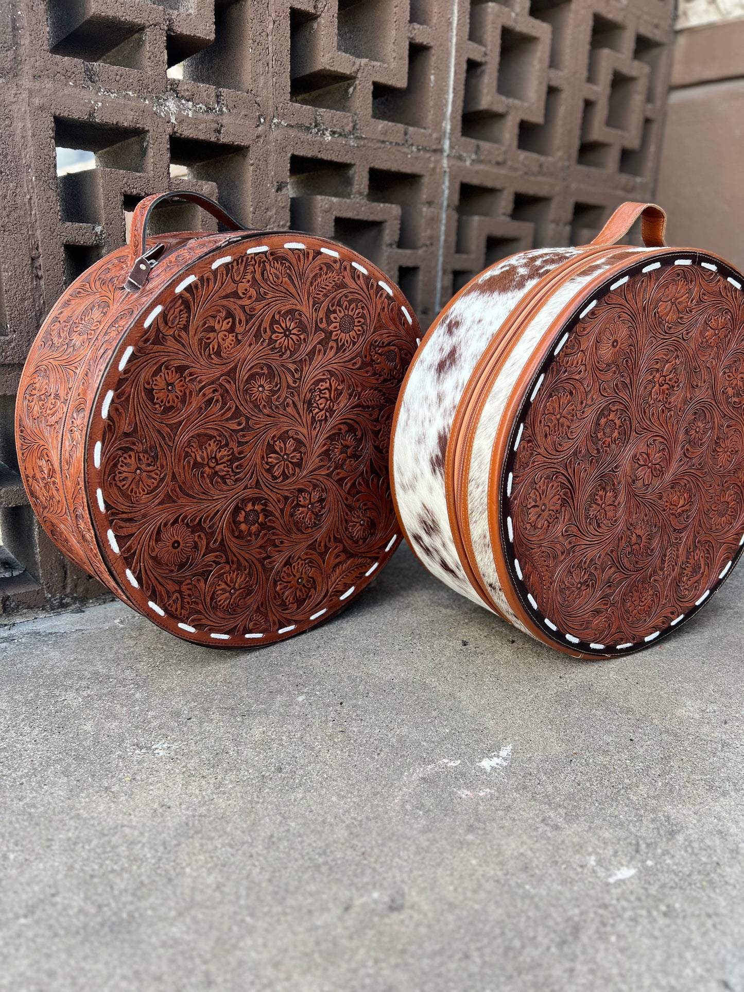 Leather/Cowhide Hat Box