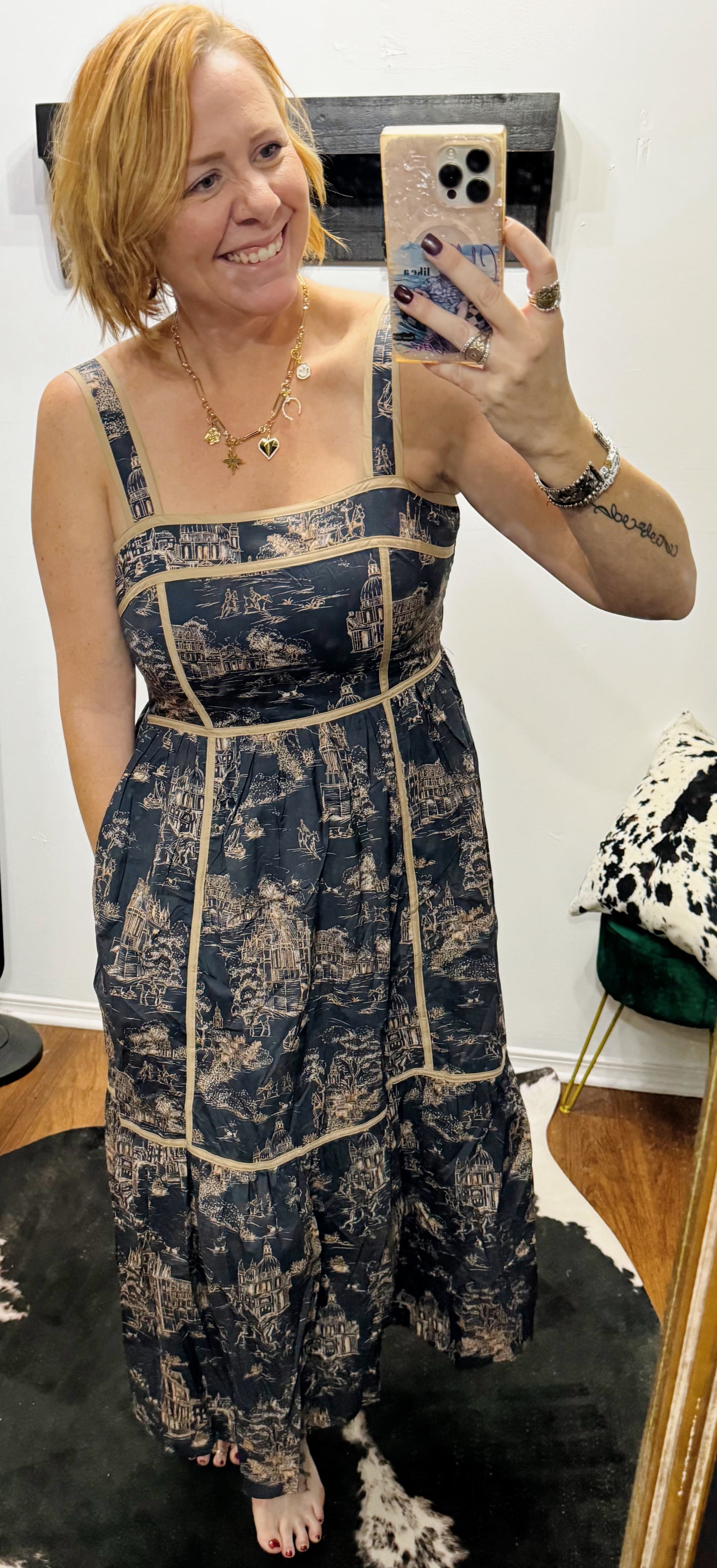 Western Toile Midi Dress