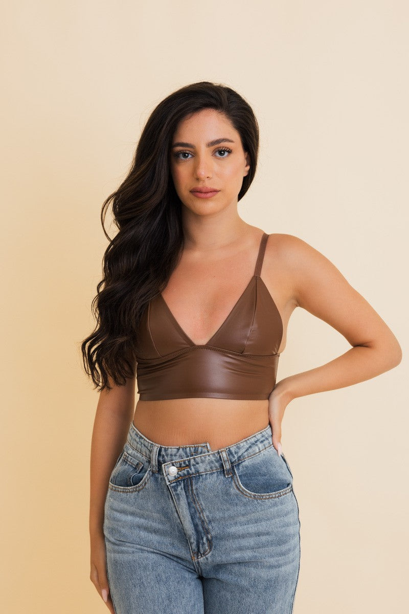 Faux Leather Bralette