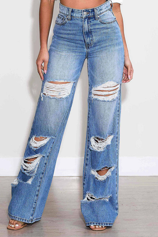 Distressed Wide Leg Jeans